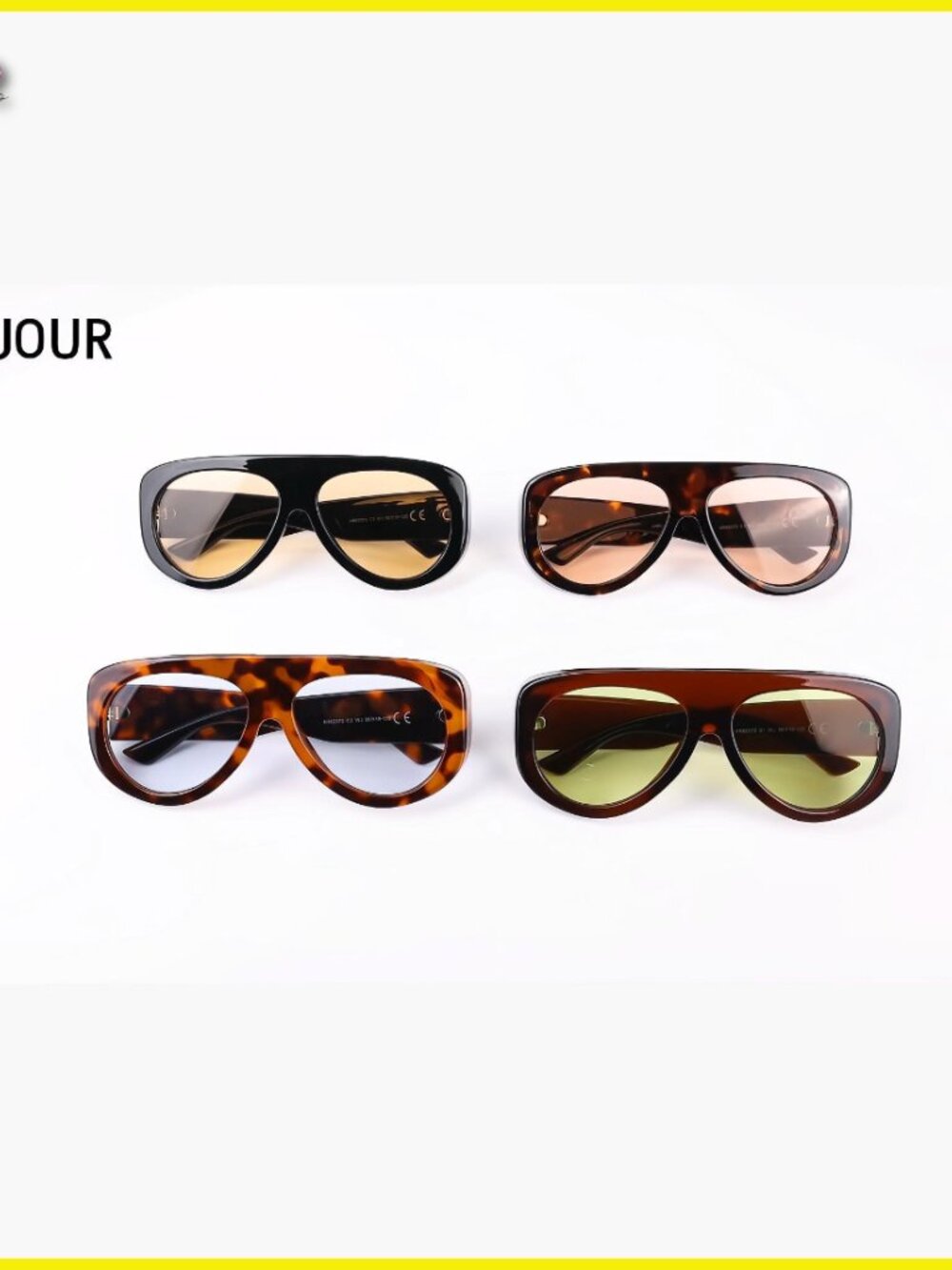 Retro 90s Aviator Sunglasses Oversized Wrap Y2K Chic Rectangle Shades - Picture 6 of 6
